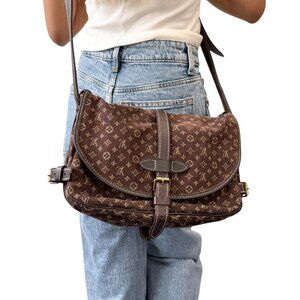 LOUIS VUITTON Vintage Monogram Saumur Doubled Crossbody Brown Green [106379]
